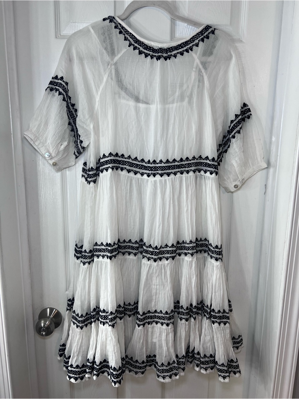 Sundance Sea La Vie Embroidered Dress White Black Size PM - Picture 6 of 14